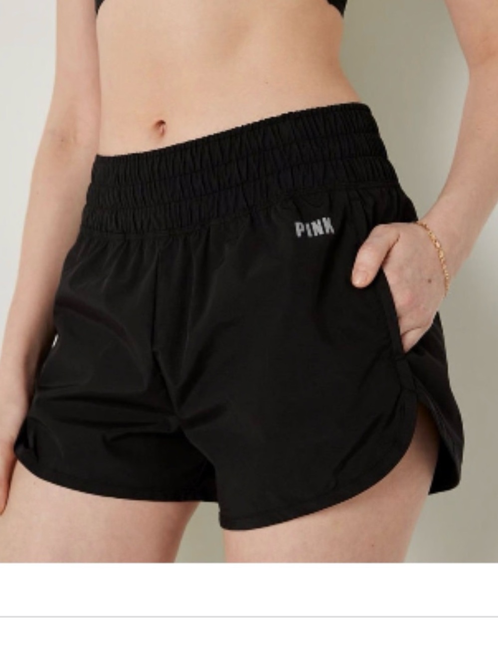 PINK Black Women's Athletic Shorts with Elastic Waist